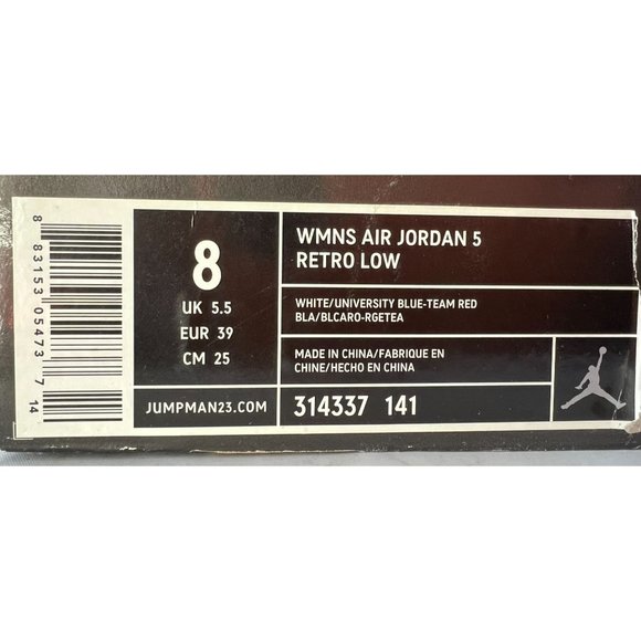 WMNS AIR JORDAN 5 RETRO LOW - 314337 141 Women's size 8 **Like New** - Picture 9 of 9